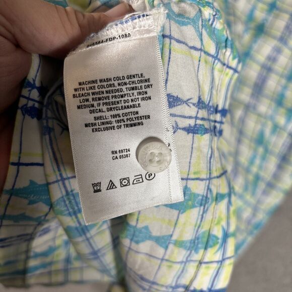 Columbia Pfg S/s Button Down Shirt Men’s Medium Plaid Fish AOP Tuna - Picture 10 of 10